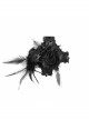 Gothic Style Exquisite Lace Side Feather Rose Pattern Bottom Clip Ladies Black Mini Leather Crown Headdress