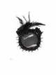 Gothic Style Exquisite Lace Side Feather Rose Pattern Bottom Clip Ladies Black Mini Leather Crown Headdress