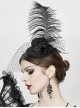 Gothic Style Elegant Chiffon Rose Detachable Large Feather Black Ladies Mini Hat Headdress