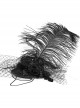 Gothic Style Elegant Chiffon Rose Detachable Large Feather Black Ladies Mini Hat Headdress