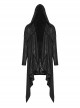 Gothic Style Dark Decadent Knitted Material Small Barbell Rope Design Black Loose Hooded Long Coat