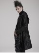 Gothic Style Dark Decadent Knitted Material Small Barbell Rope Design Black Loose Hooded Long Coat