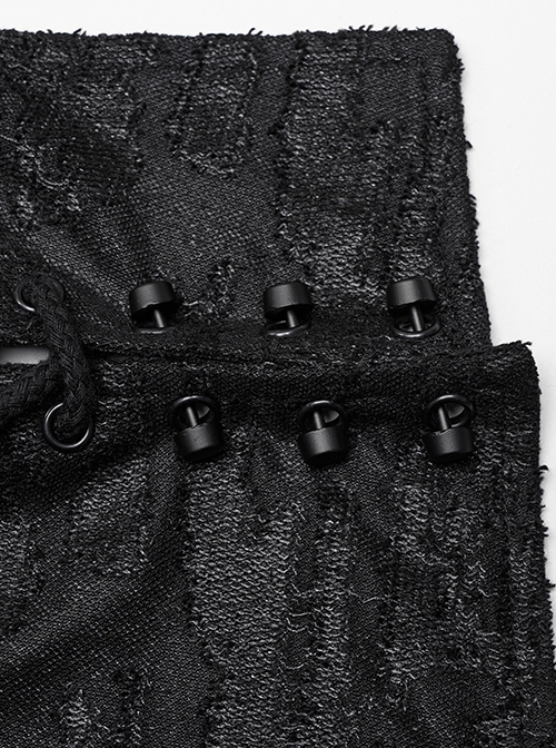 Gothic Style Dark Decadent Knitted Material Small Barbell Rope Design Black Loose Hooded Long Coat