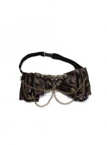 Gothic Style Personality Crack Bow Tie Adjustable Elastic Buckle Brown Metal Decoration Women's Necklaces