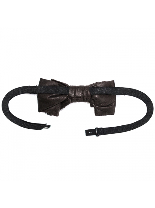Gothic Style Personality Crack Bow Tie Adjustable Elastic Buckle Brown Metal Decoration Women's Necklaces