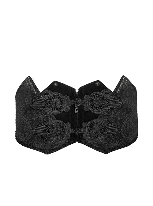 Gothic Style Gorgeous Three-Dimensional Jacquard Front Center Solid Wool Detachable Zipper Black Rope Belt