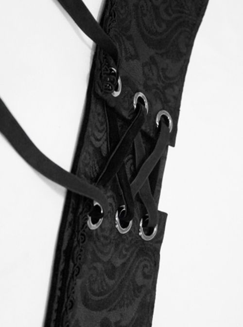 Gothic Style Gorgeous Three-Dimensional Jacquard Front Center Solid Wool Detachable Zipper Black Rope Belt