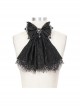 Gothic Elegant Lace Hem Stitching Jacquard Front Center Diamond Pendant Black Collar Ornament