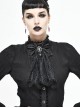 Gothic Elegant Lace Hem Stitching Jacquard Front Center Diamond Pendant Black Collar Ornament