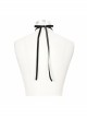 Gothic Elegant Lace Hem Stitching Jacquard Front Center Diamond Pendant Black Collar Ornament