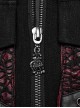 Punk Style Cool Metal Eyelets Cracked Leather Splicing 3D Pockets Shoulder Cross Straps Black Red Male Vest