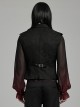 Gothic Style Lapel Unique Jacquard Dark Pattern Luxurious Gemstone Buttons Batwing Contour Black Slim Vest