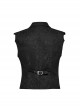 Gothic Style Lapel Unique Jacquard Dark Pattern Luxurious Gemstone Buttons Batwing Contour Black Slim Vest