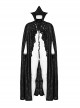 Gothic Style Decadent Bat Collar Old Effect Knit Fabric Patchwork Lace Gorgeous Velvet Straps Black Long Cape