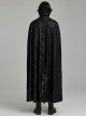 Gothic Style Decadent Bat Collar Old Effect Knit Fabric Patchwork Lace Gorgeous Velvet Straps Black Long Cape
