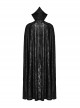 Gothic Style Decadent Bat Collar Old Effect Knit Fabric Patchwork Lace Gorgeous Velvet Straps Black Long Cape
