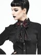 Gothic Elegant Lace Hem Stitching Jacquard Front Center Diamond Pendant Black Red Collar Ornament