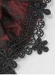 Gothic Elegant Lace Hem Stitching Jacquard Front Center Diamond Pendant Black Red Collar Ornament