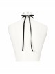 Gothic Elegant Lace Hem Stitching Jacquard Front Center Diamond Pendant Black Red Collar Ornament