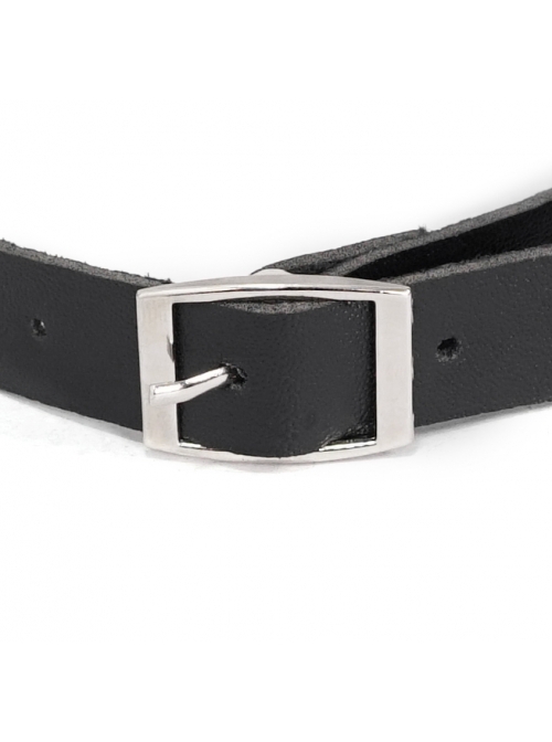 Punk Style Personalized Metal Rivet Front Center Metal Ring Decoration Black Adjustable Leather Necklace