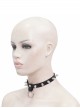 Punk Style Personalized Metal Rivet Front Center Metal Ring Decoration Black Adjustable Leather Necklace