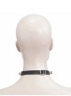 Punk Style Personalized Metal Rivet Front Center Metal Ring Decoration Black Adjustable Leather Necklace