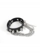 Punk Style Handsome Multi Row Metal Chain Personalized Rivet Black Adjustable Leather Bracelet