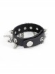 Punk Style Handsome Multi Row Metal Chain Personalized Rivet Black Adjustable Leather Bracelet