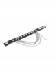 Punk Style Handsome Multi Row Metal Chain Personalized Rivet Black Adjustable Leather Bracelet