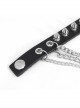Punk Style Handsome Multi Row Metal Chain Personalized Rivet Black Adjustable Leather Bracelet