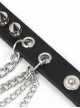 Punk Style Handsome Multi Row Metal Chain Personalized Rivet Black Adjustable Leather Bracelet