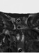 Gothic Style Stand Collar Luxurious Velvet Floral Fabric Jewel Button Vintage Black Grey Long Sleeves Shirt