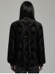 Gothic Style Elegant Stand Collar Gorgeous Velvet Floral Pattern Vintage Black Long Sleeves Slim Fit Shirt