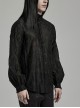 Gothic Style Elegant Stand Collar Gorgeous Floral Embroidery Vintage Button Black Long Sleeves Shirt