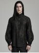 Gothic Style Elegant Stand Collar Gorgeous Floral Embroidery Vintage Button Black Long Sleeves Shirt