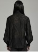 Gothic Style Elegant Stand Collar Gorgeous Floral Embroidery Vintage Button Black Long Sleeves Shirt