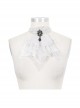 Gothic Style Sexy Lace Mesh Front Center Diamond Pendant Decoration White Women's Collar