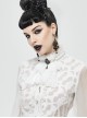 Gothic Style Sexy Lace Mesh Front Center Diamond Pendant Decoration White Women's Collar