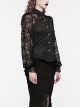 Gothic Style Elegant Lapel Exquisite Lace Splicing Ruffle Decoration Black Long Lantern Sleeves Slim Shirt