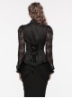 Gothic Style Elegant Lapel Exquisite Lace Splicing Ruffle Decoration Black Long Lantern Sleeves Slim Shirt