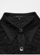 Gothic Style Elegant Lapel Exquisite Lace Splicing Ruffle Decoration Black Long Lantern Sleeves Slim Shirt