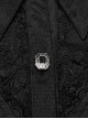 Gothic Style Elegant Lapel Exquisite Lace Splicing Ruffle Decoration Black Long Lantern Sleeves Slim Shirt