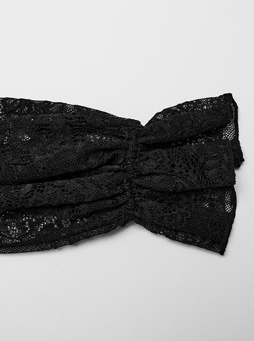 Gothic Style Elegant Lapel Exquisite Lace Splicing Ruffle Decoration Black Long Lantern Sleeves Slim Shirt