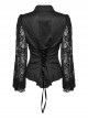 Gothic Style Elegant Lapel Exquisite Lace Splicing Ruffle Decoration Black Long Lantern Sleeves Slim Shirt