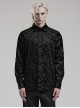 Gothic Style Luxurious Velvet Dark Pattern Exquisite Webbing Trim Vintage Gem Button Black Long Sleeves Shirt