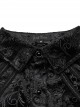 Gothic Style Luxurious Velvet Dark Pattern Exquisite Webbing Trim Vintage Gem Button Black Long Sleeves Shirt