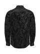 Gothic Style Luxurious Velvet Dark Pattern Exquisite Webbing Trim Vintage Gem Button Black Long Sleeves Shirt