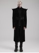 Gothic Style Bat Collar Stitching Jacquard Retro Velvet Unique Sharp Shoulder Design Black Long Sleeves Coat
