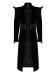 Gothic Style Bat Collar Stitching Jacquard Retro Velvet Unique Sharp Shoulder Design Black Long Sleeves Coat