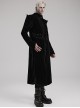 Gothic Style Bat Collar Stitching Jacquard Retro Velvet Unique Sharp Shoulder Design Black Long Sleeves Coat